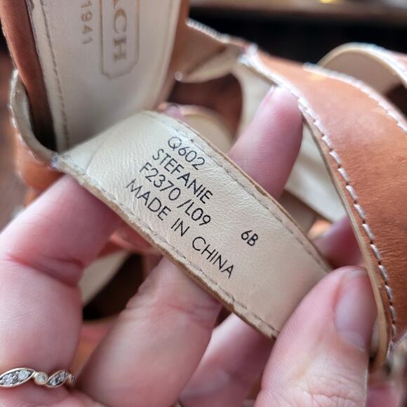 Coach Stephanie Heels Strappy Leather Sandals Sz 6 - Picture 4 of 9